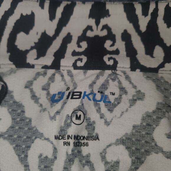 IBKUL Size M DOREEN Black & White Short Sleeve Mock 1/4 Zip Golf Shirt - Picture 4 of 7